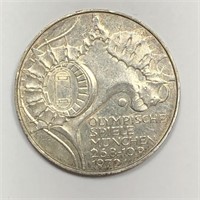 GERMANY: 1972 Silver 10 Mark Olympics AU+