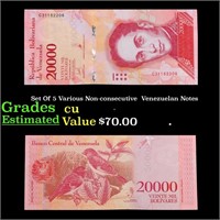 Set Of 5 Various Non-consecutive  Venezuelan Notes