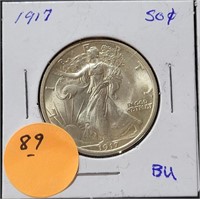 1917 BU WALKING LIBERTY HALF DOLLAR