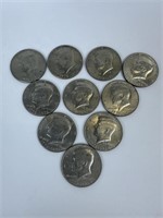 10 Kennedy Half Dollars- Bicentennial