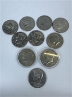 10 Kennedy Half Dollars