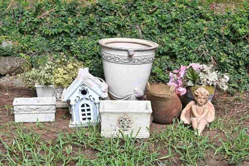 Outdoor Planters, Cherub Statue, Bird House