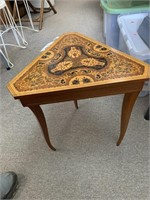 INLAID MUSICAL LIFT-TOP 3-SIDED TABLE -