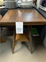 ANTIQUE OAK LAMP TABLE - 20 X 20 X 29 “