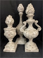 3 DECORATIVE RESIN FINIALS -  11.5 “ TO 16 “