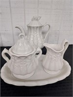 4pc RED CLIFF ironstone Made in USA tea set c1960s