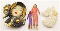 (3) Vintage Art Deco Brooches