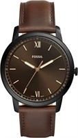 Fossil Men's Minimalist Dark Brown Leather Watch