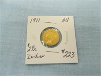 1911 $2 1/2 Gold Indian - A.U.