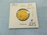 1911 $5 Gold Indian Coin