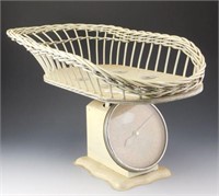 Lot # 3789 - Vintage Baby Scale with wicker top