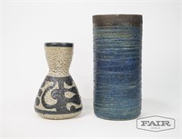 Pair of Textured Pottery Vases
