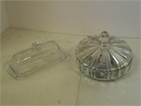 vintage candy dish and butter dish