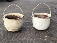 2 CAST IRON COOK POTS WITH THREE LEGS