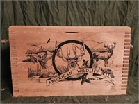 Wooden American Wildlife Crate with Gun Items