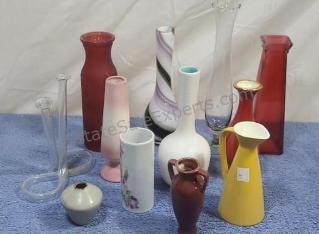 Assorted bud vases.