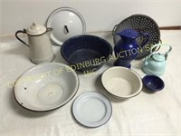 LOT - VINTAGE PORCELAIN COFFEE POTS, BOWLS, & MORE