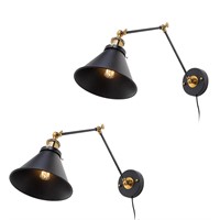 LNC Black Swing Arm Wall Lamp Modern 1-Light Hardw