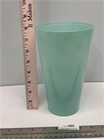 Vintage 8" Turquoise Glass Flower Vase