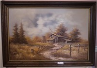 Oil on Canvas Framed Country Scene by L. Swan 29"
