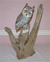 Painted Carving and Overpainted Owl by Tommy