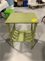 18" LONG GREEN PAINTED WOOD END TABLE