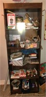 6' wood grain book case w/contents toy slot