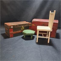 Vintage Doll Trunks & Furniture