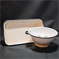 Enamelware Colander & Baking Cake Pan