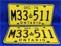 1976 Quarterly Commercial Licence Plates Oct. to