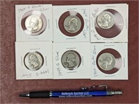 (3) 1949 & (3) 1950 Silver Quarters