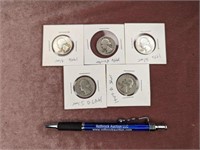 (3) 1946 & (2) 1947 Silver Quarters