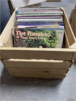 Vinyl Record Lot & Wooden Crate