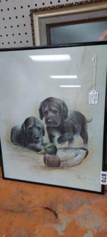 RUANE MANNING PRINT, PUPPIES DUCK DECOY