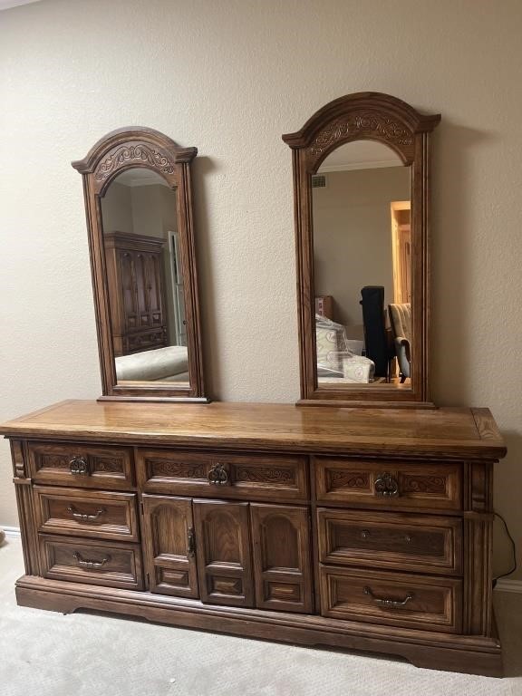 Burlington House Oak Dresser w/ Double Mirror,