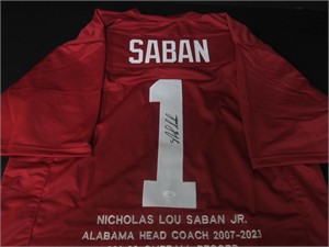 Nick Saban signed football jersey JSA COA