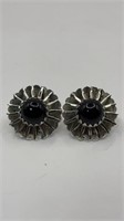 Sarah Coventry Black Floral Earrings