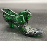 Fenton Emerald Green Glass Shoe