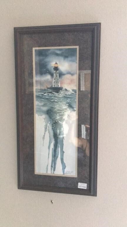 Framed signed light house print