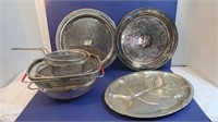 Silver-plated Serving Tray,2 Fry Baskets,Colanders