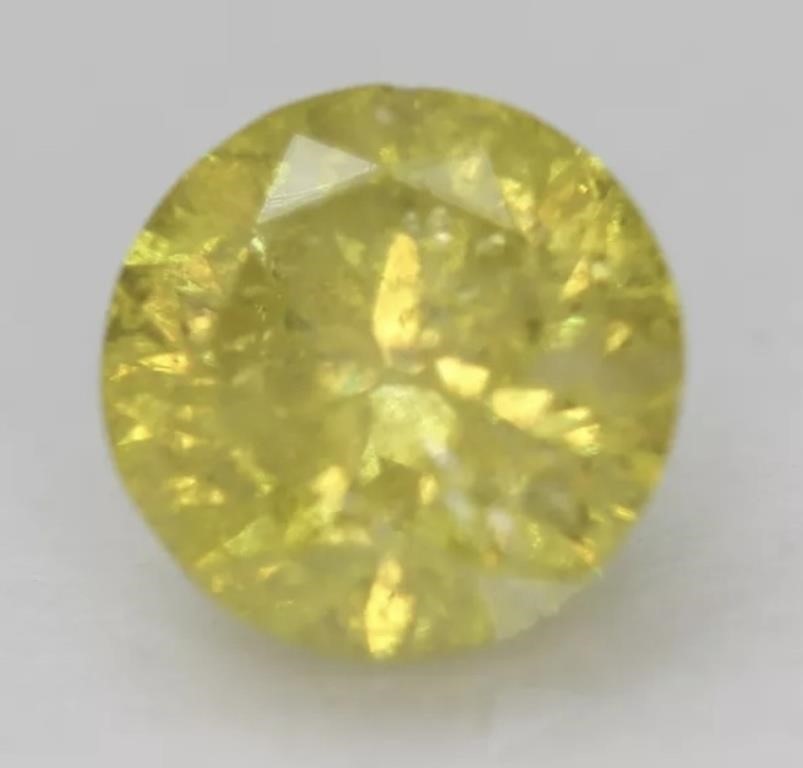 Certified 1.08 ct Round Brilliant Yellow Diamond