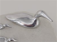Hoselton Aluminum Marble Loons Sculpture