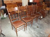 Lot (4) Oak Pressed Back Hitchen Chairs