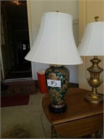 Green lamp with design and white shade