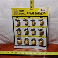 1 DOZEN BRASS PADLOCKS W/ KEYS