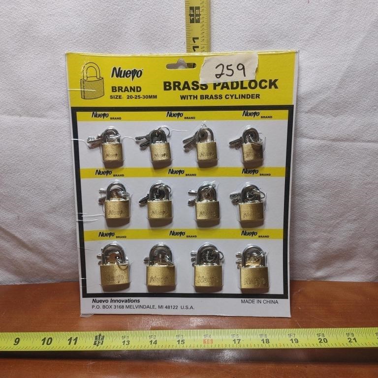 1 DOZEN BRASS PADLOCKS W/ KEYS