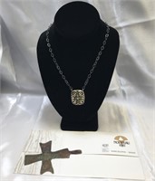 Nouveau1910 18k &.925 Byzantine Cross Necklace Coa