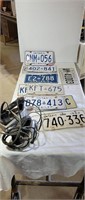 Quntity of License Plates & 2 Vintage Irons