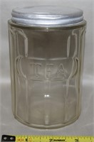 Antique Sneath Hoosier Ribbed Glass Tea Canister