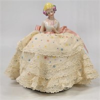 ANTIQUE PORCELAIN HALF DOLL PIN CUSHION